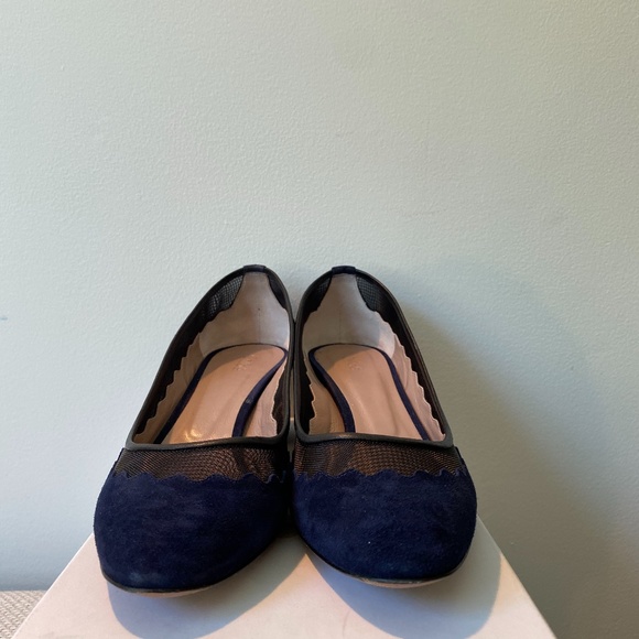 Chloe Scalloped Suede Leather Pumps 39NavyBridget - Picture 4 of 6